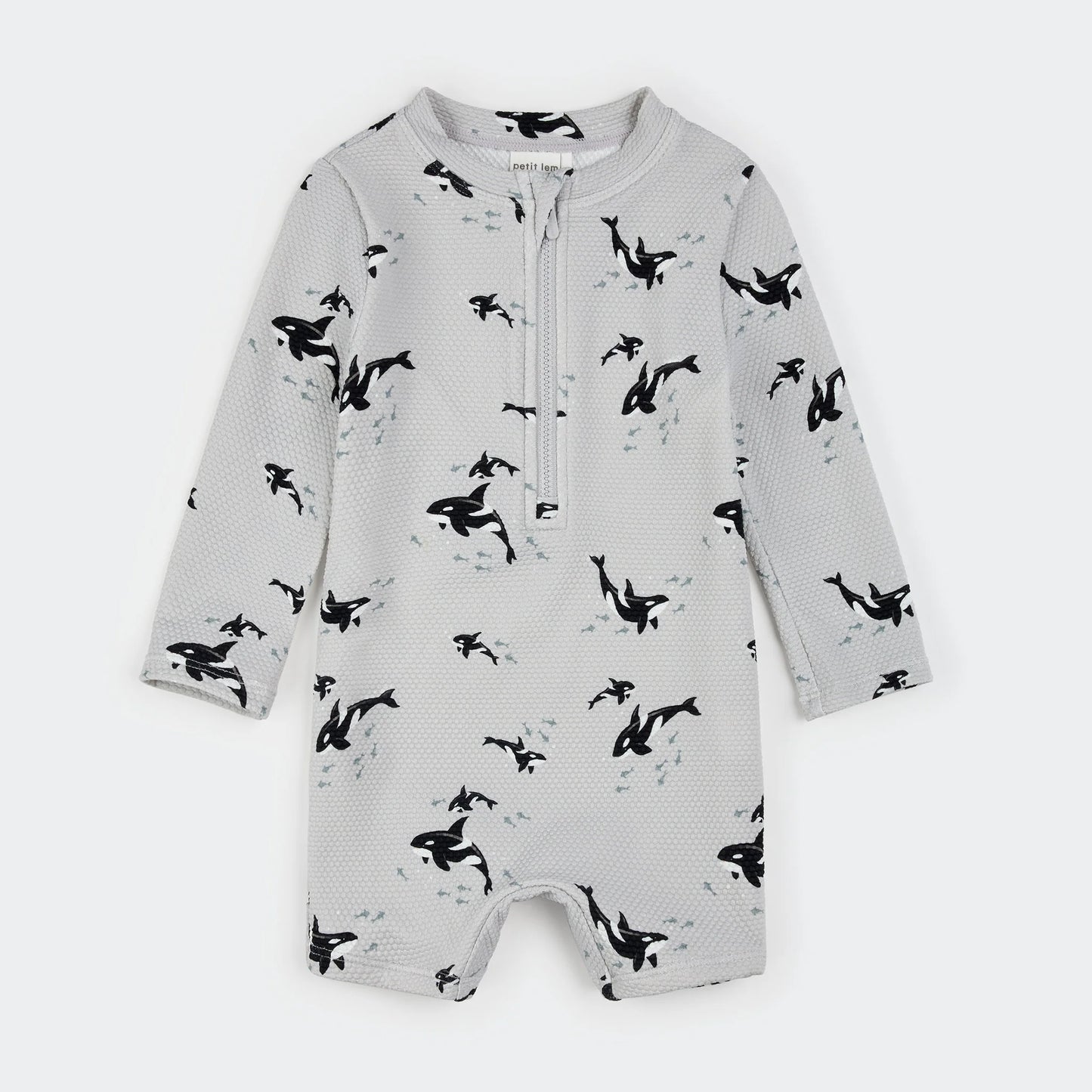 SWIM ROMPER || GREY ORCAS PRINT