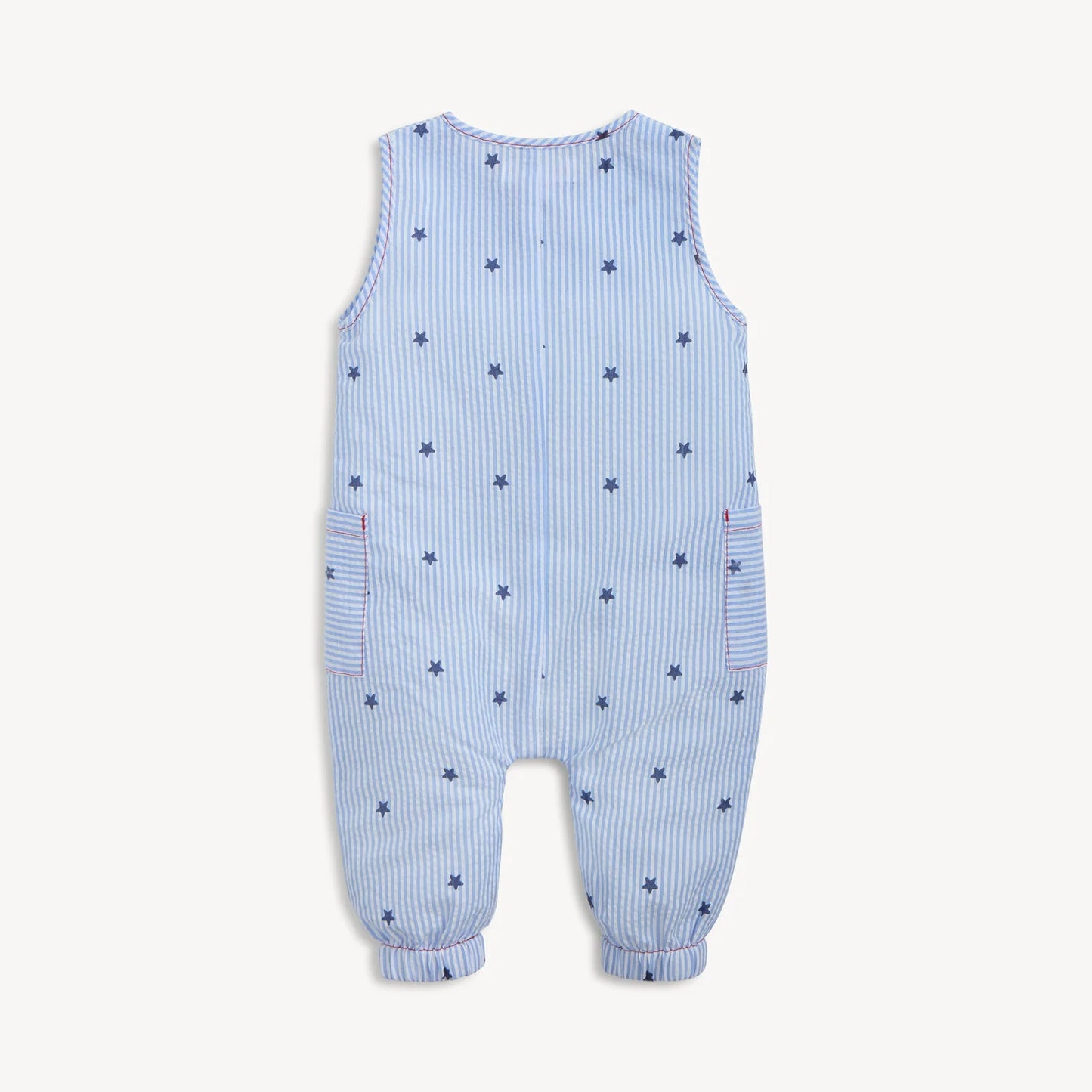 SEERSUCKER STRIPE MAGNETIC ROMPER