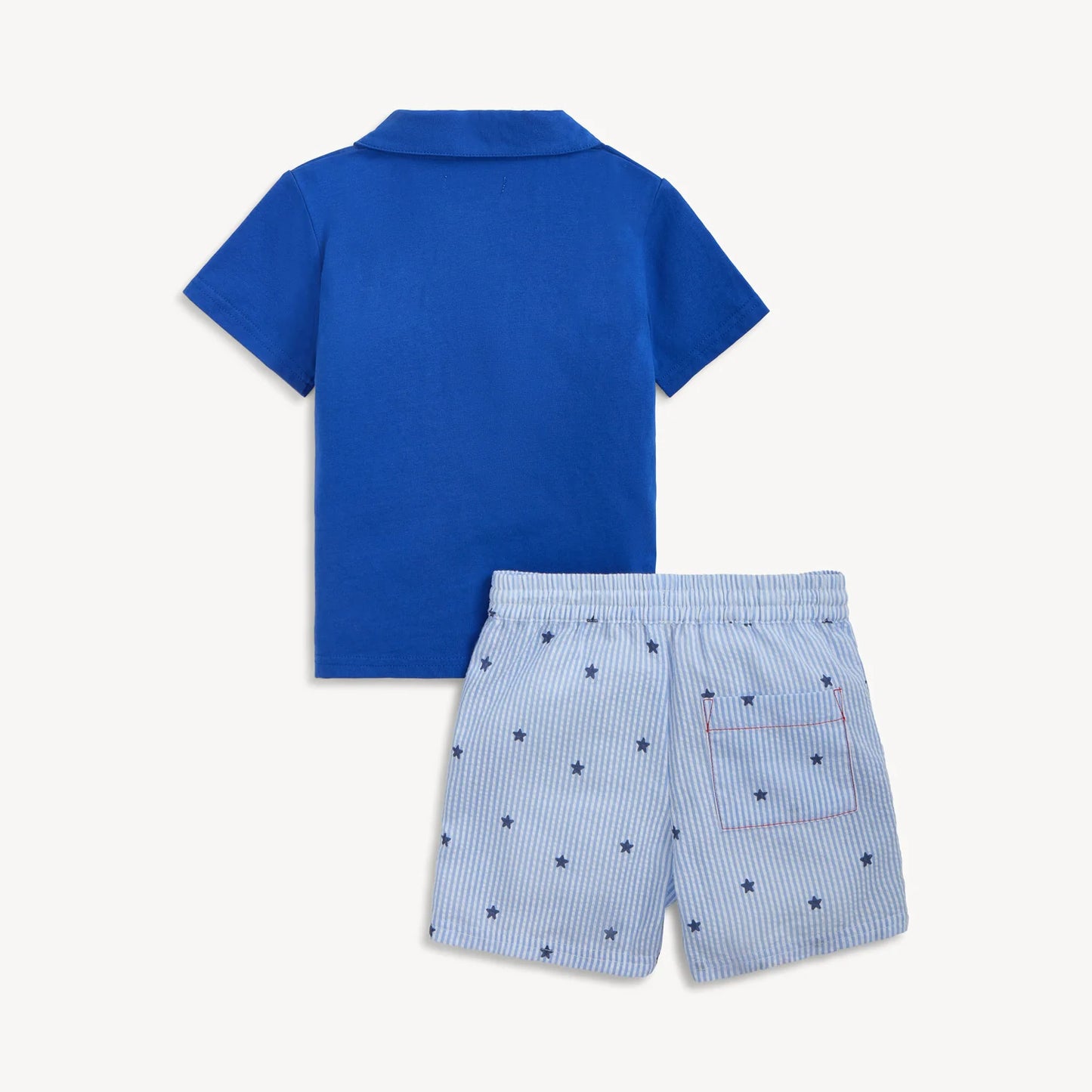 SEERSUCKER STRIPE MAGNETIC POLO & SHORT SET