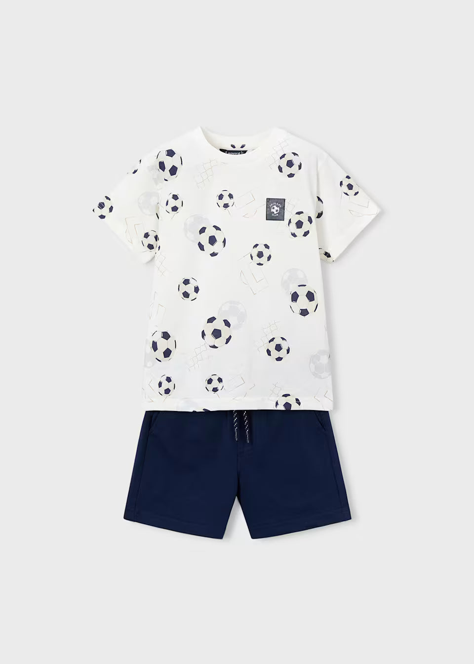 SHORTS AND PRINTED SOCCER T-SHIRT SET