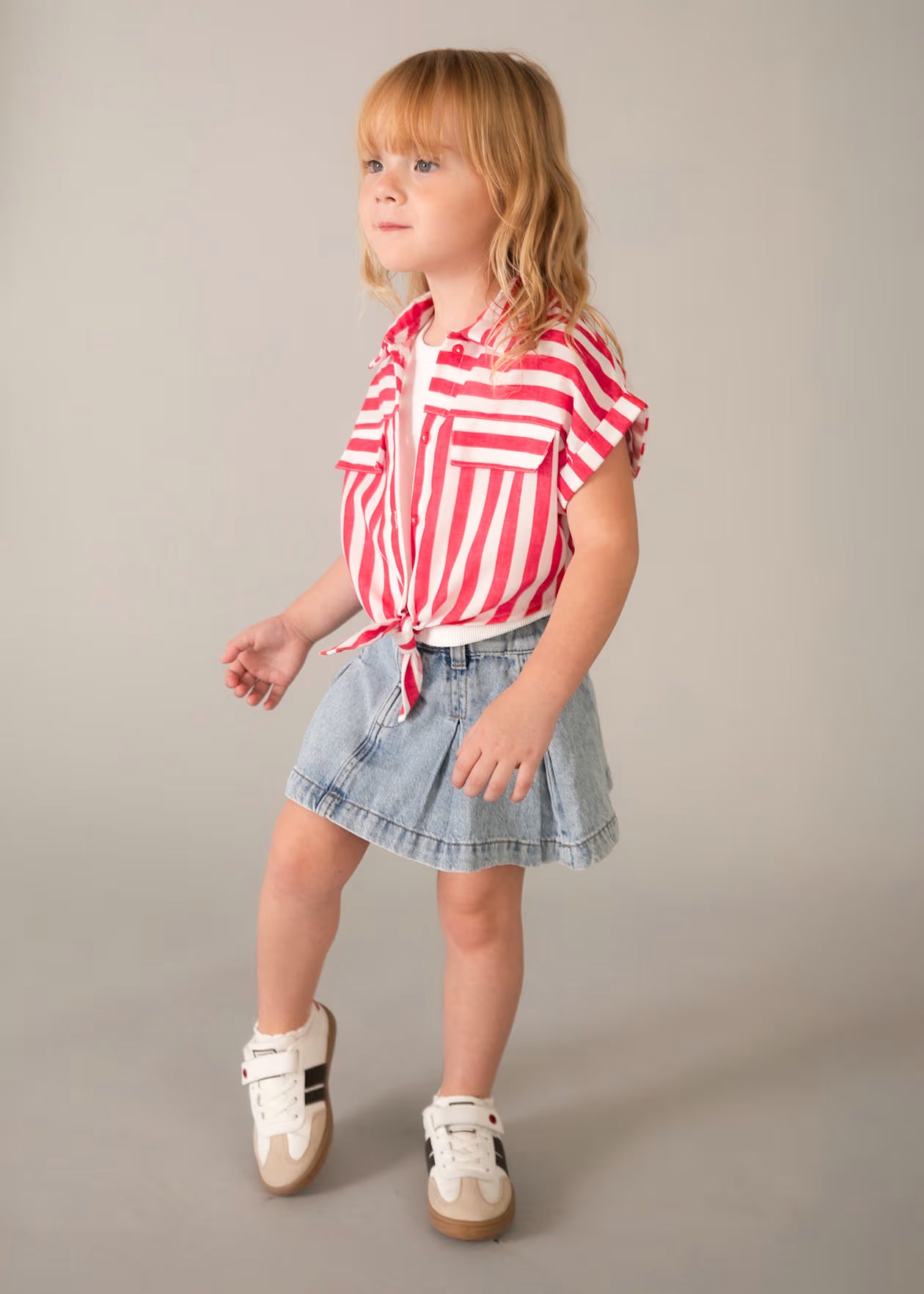 GIRL BLOUSE WITH UNDER TOP || RED STRIPE