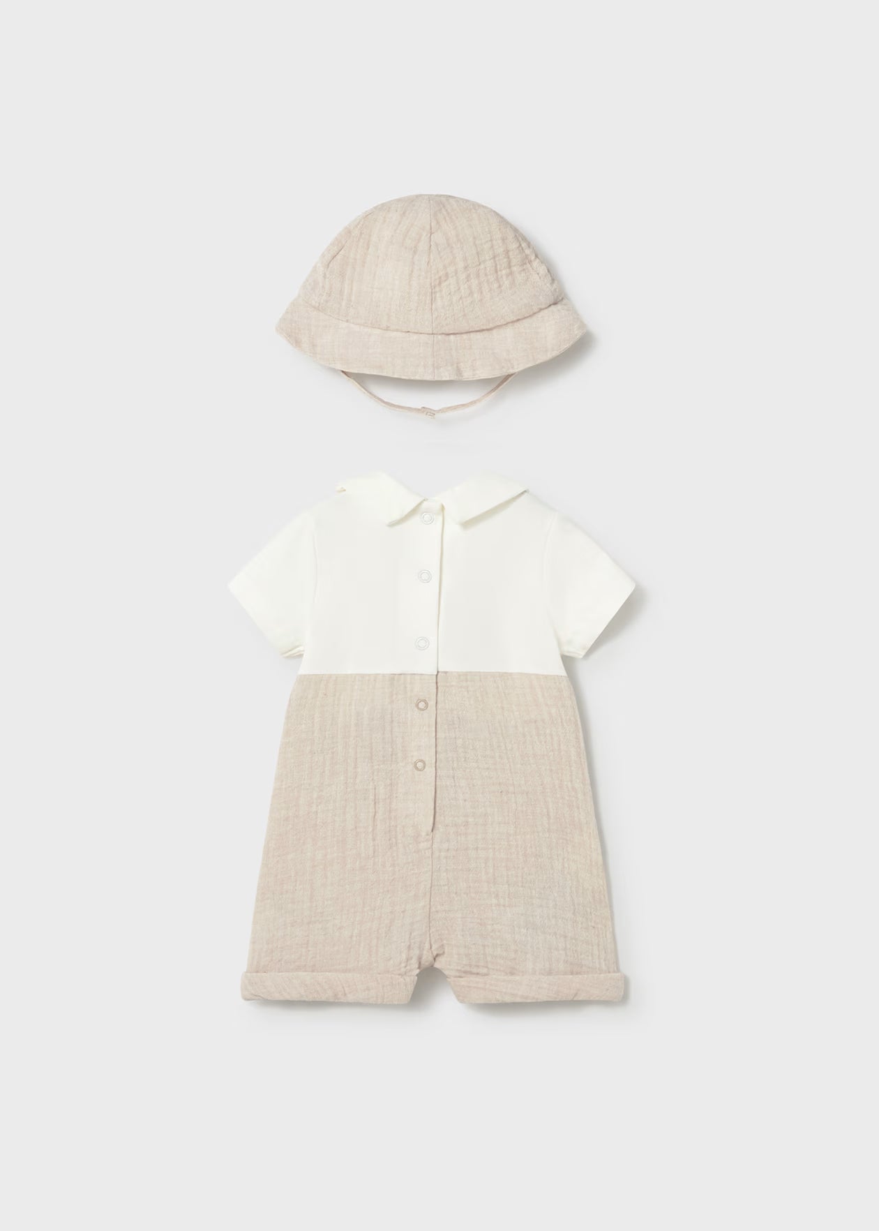 SHORT ROMPER WITH COLLAR SHIRT || WHEAT