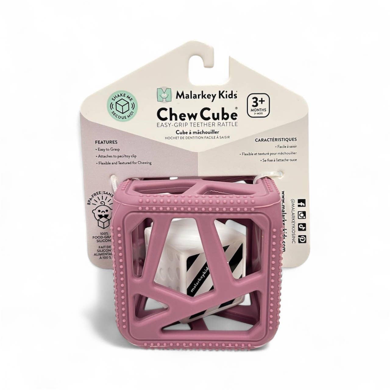 CHEW CUBE || SILICONE TEETHER RATTLE || MARBLE GREY