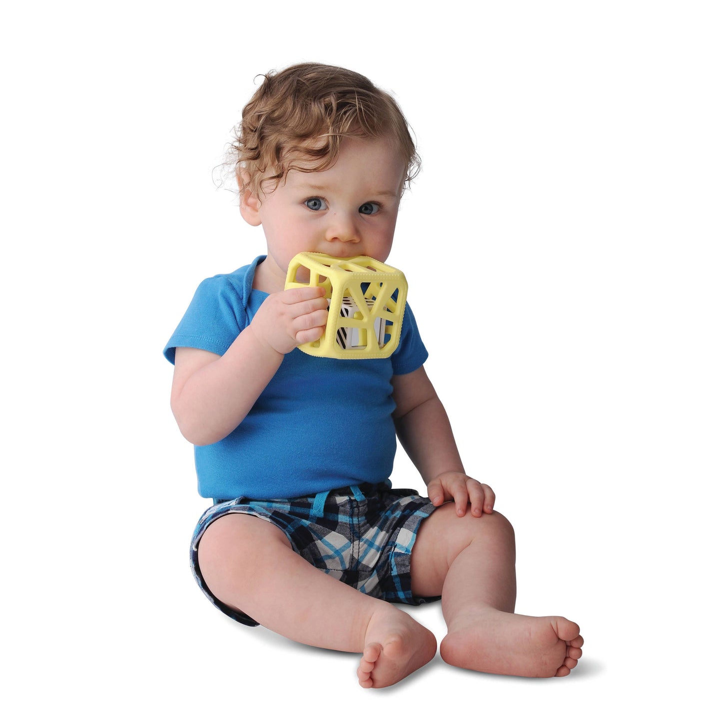 CHEW CUBE || SILICONE TEETHER RATTLE || BLUE