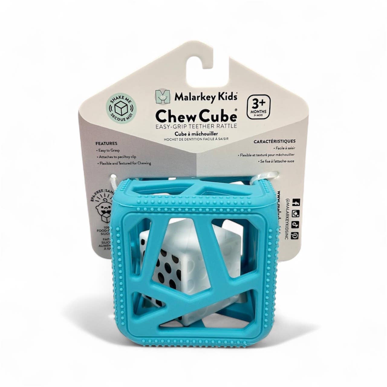 CHEW CUBE || SILICONE TEETHER RATTLE || PINK