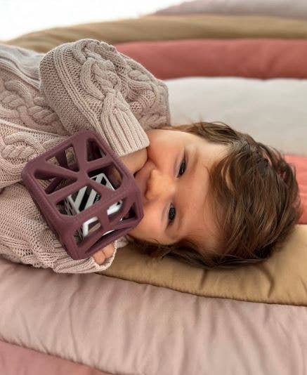 CHEW CUBE || SILICONE TEETHER RATTLE || MARBLE GREY