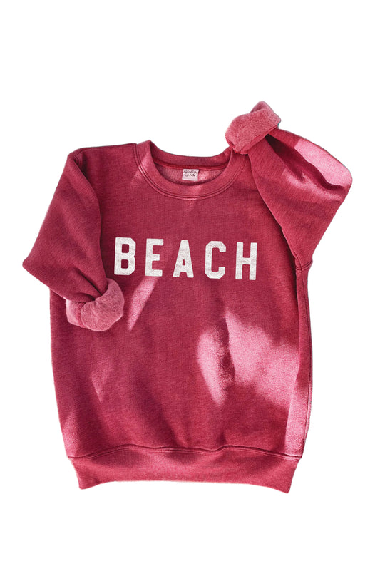 BEACH UNISEX SWEATSHIRT || CRANBERRY HEATHER