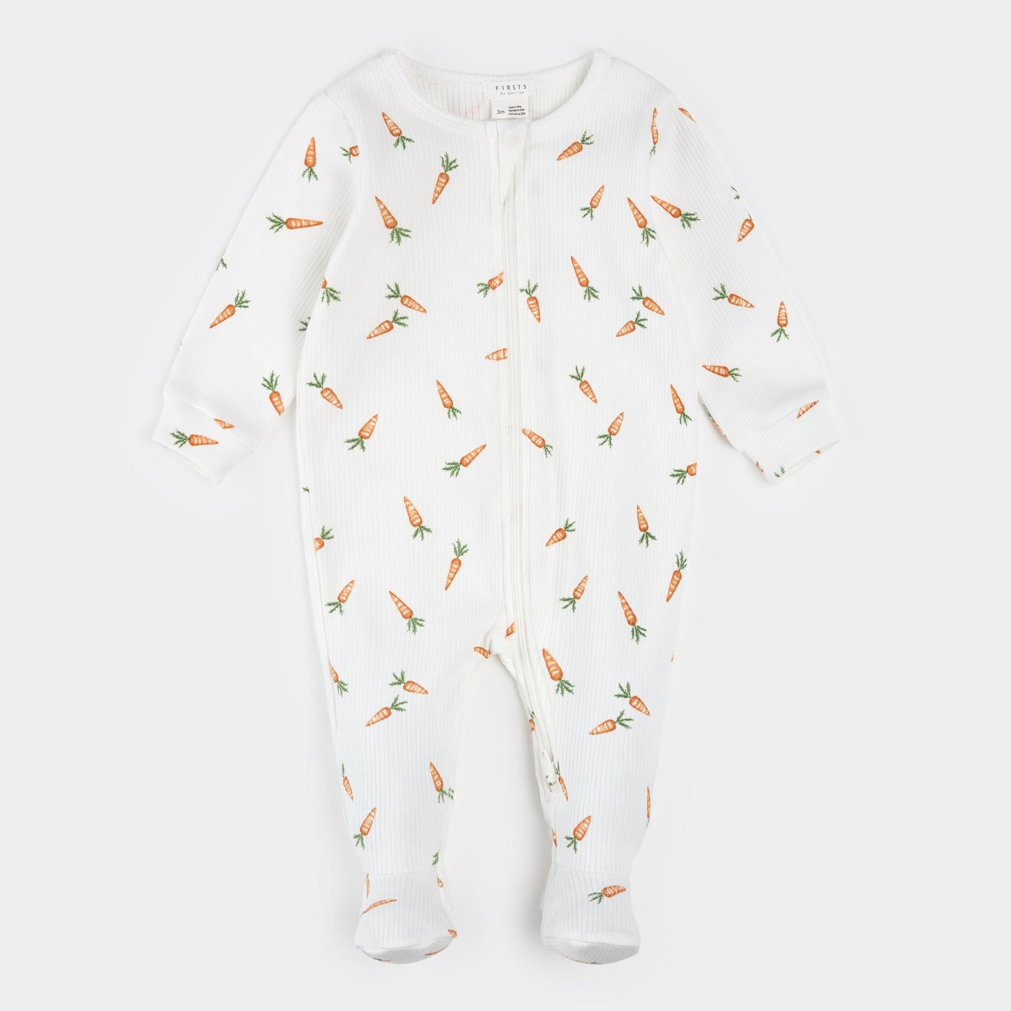 CARROTS PRINT ONESIE || OFF-WHITE RIBBED