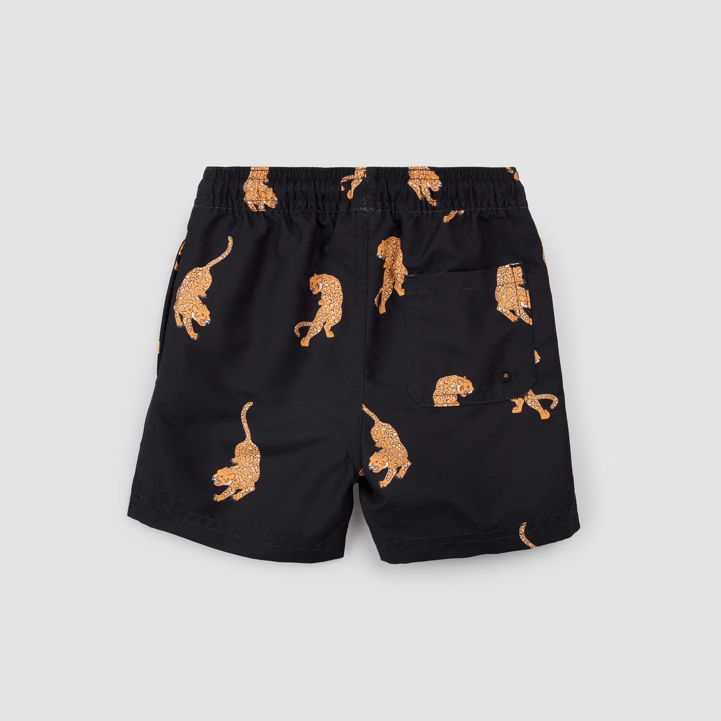 BLACK SWIM TRUNKS || PANTHER PRINT