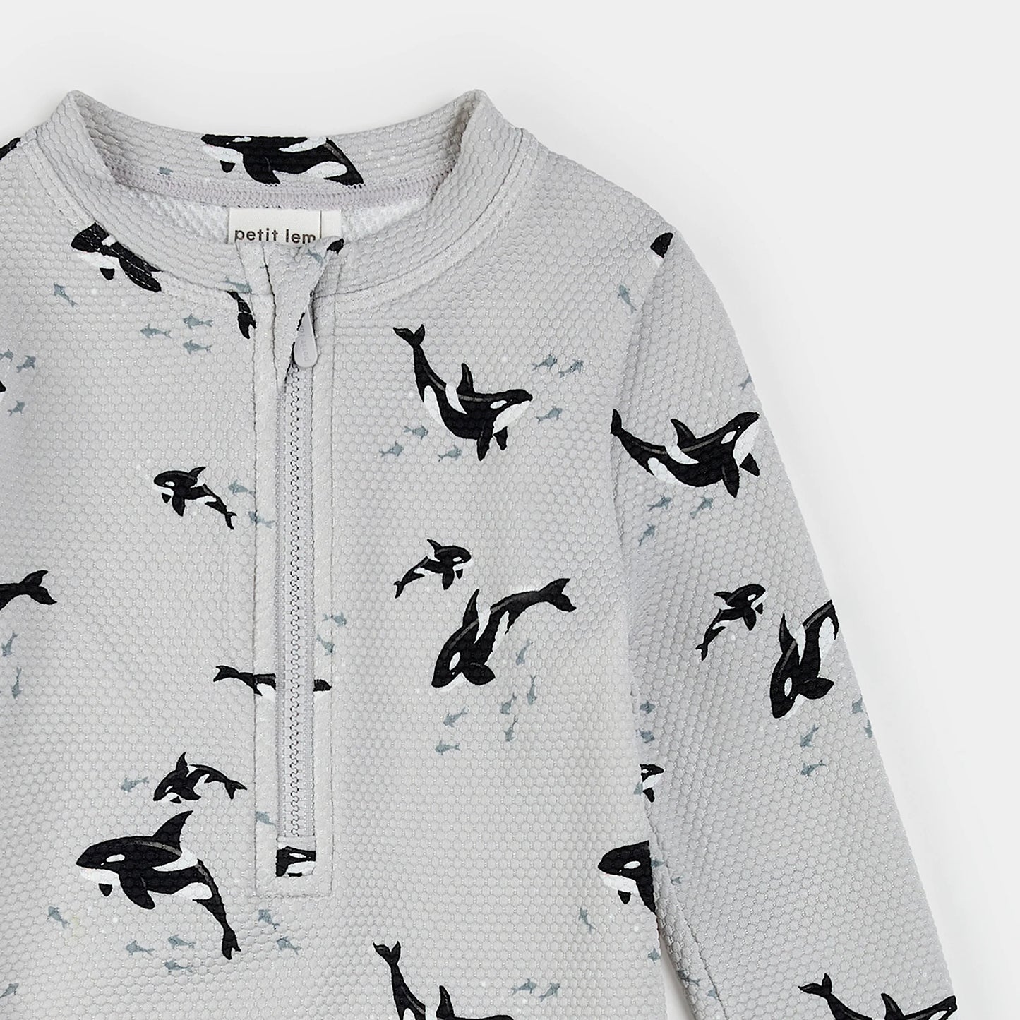 SWIM ROMPER || GREY ORCAS PRINT