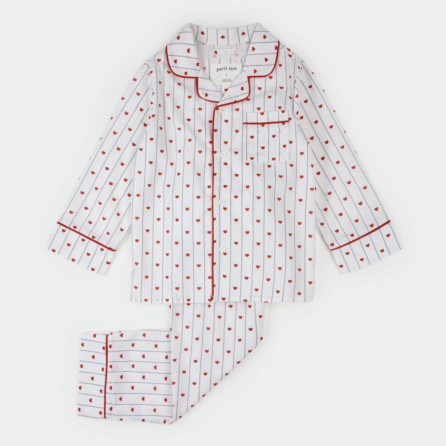 HEART STRIPE ON POPLIN PJ SET