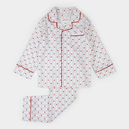 HEART STRIPE ON POPLIN PJ SET