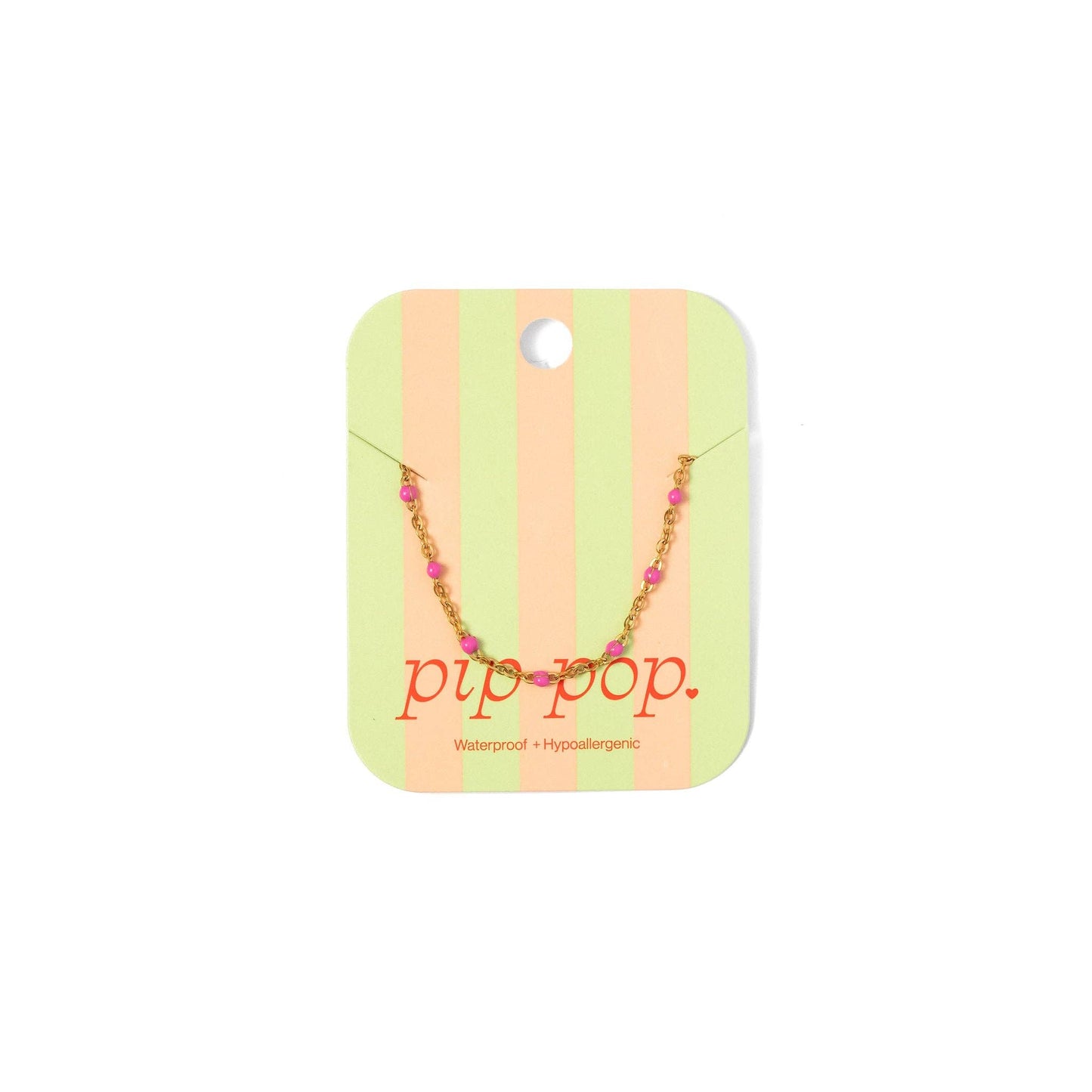 ENAMEL BEAD NECKLACE || PINK