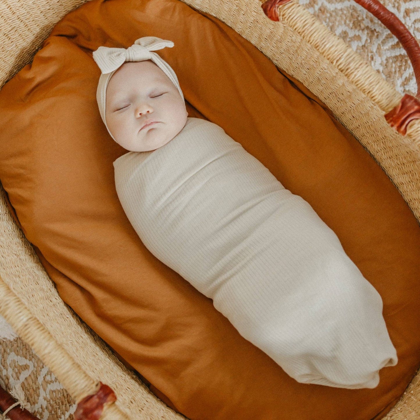 RIB KNIT SWADDLE BLANKET || MOONSTONE