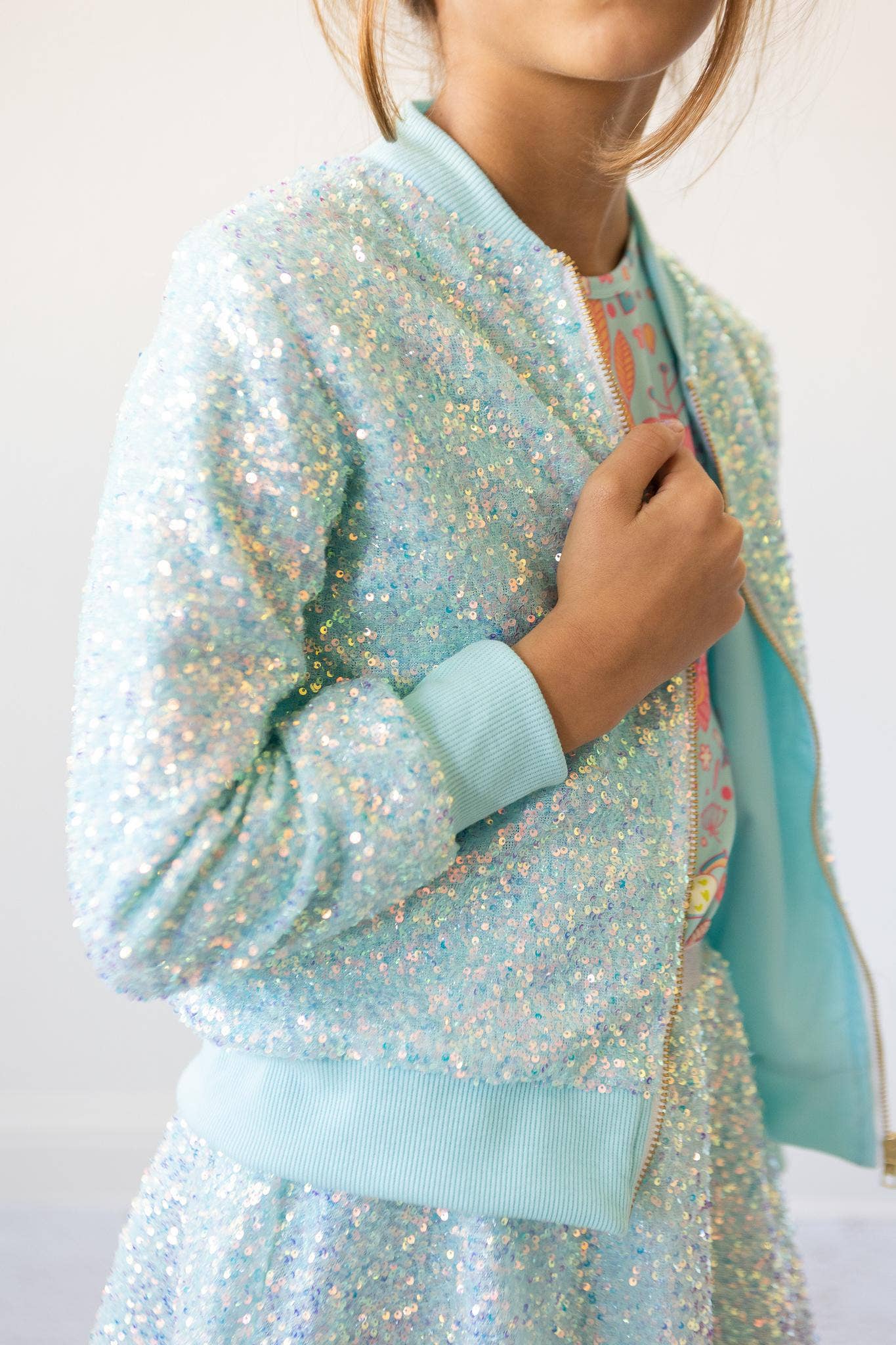 AQUA SEQUIN JACKET
