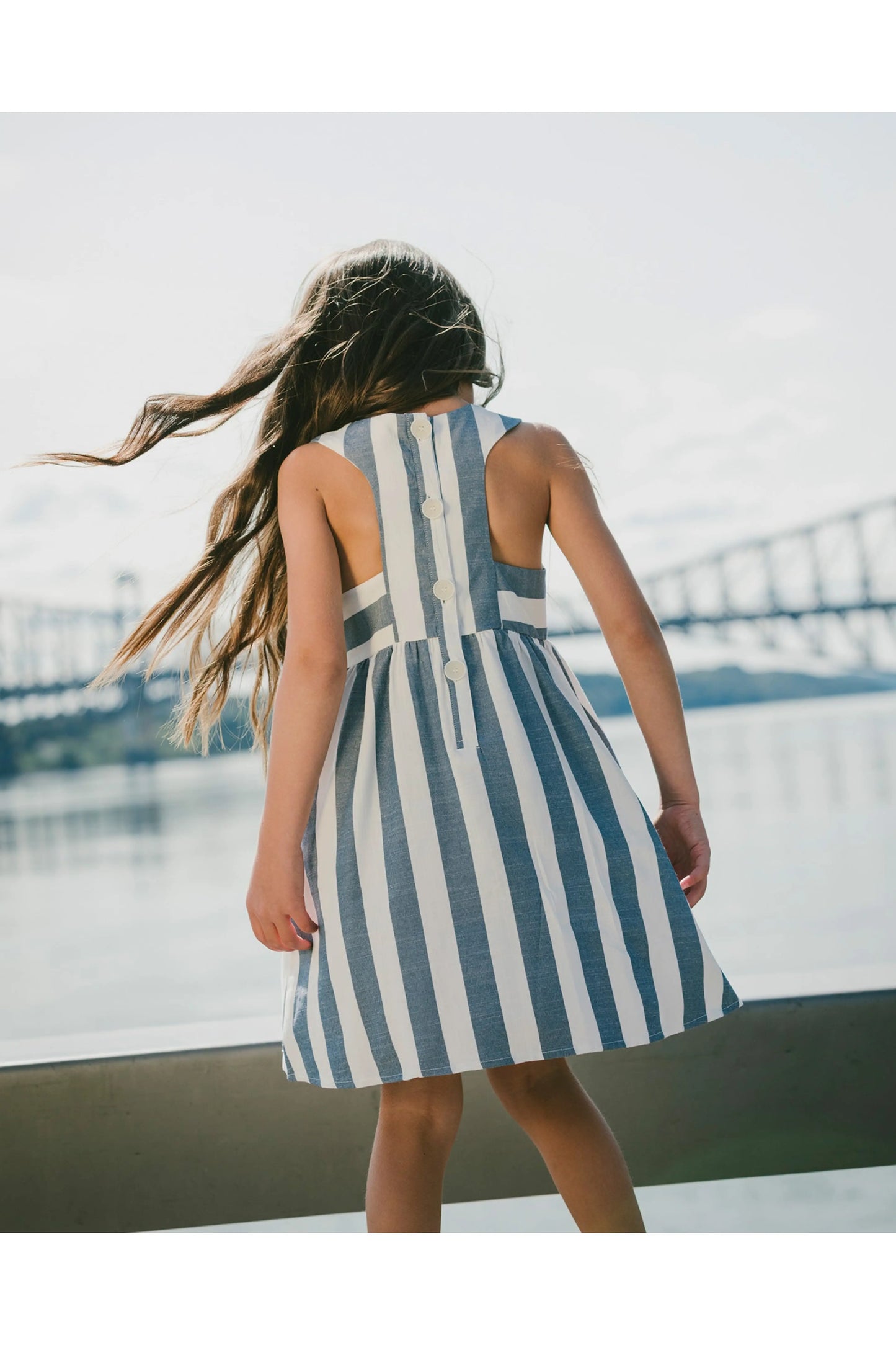 LINEN DENIM STRIPE DRESS