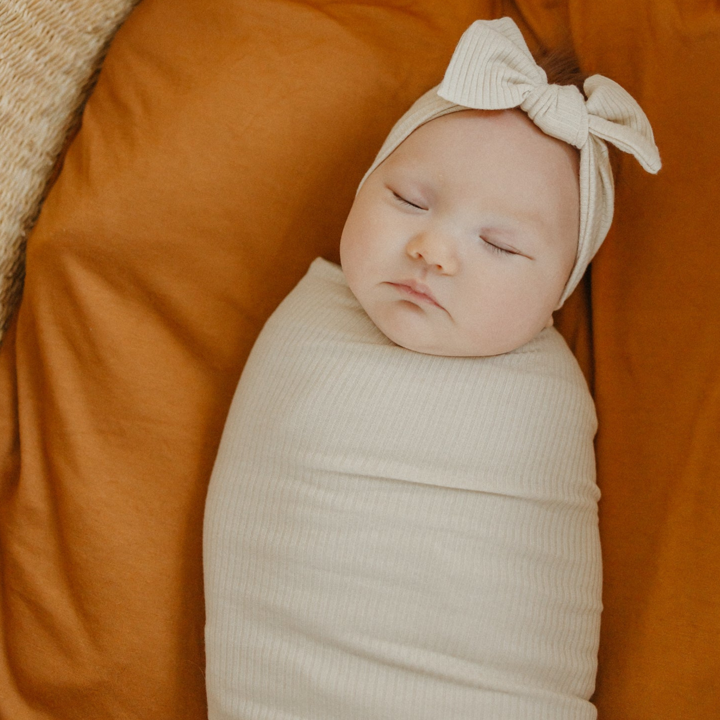 RIB KNIT SWADDLE BLANKET || MOONSTONE