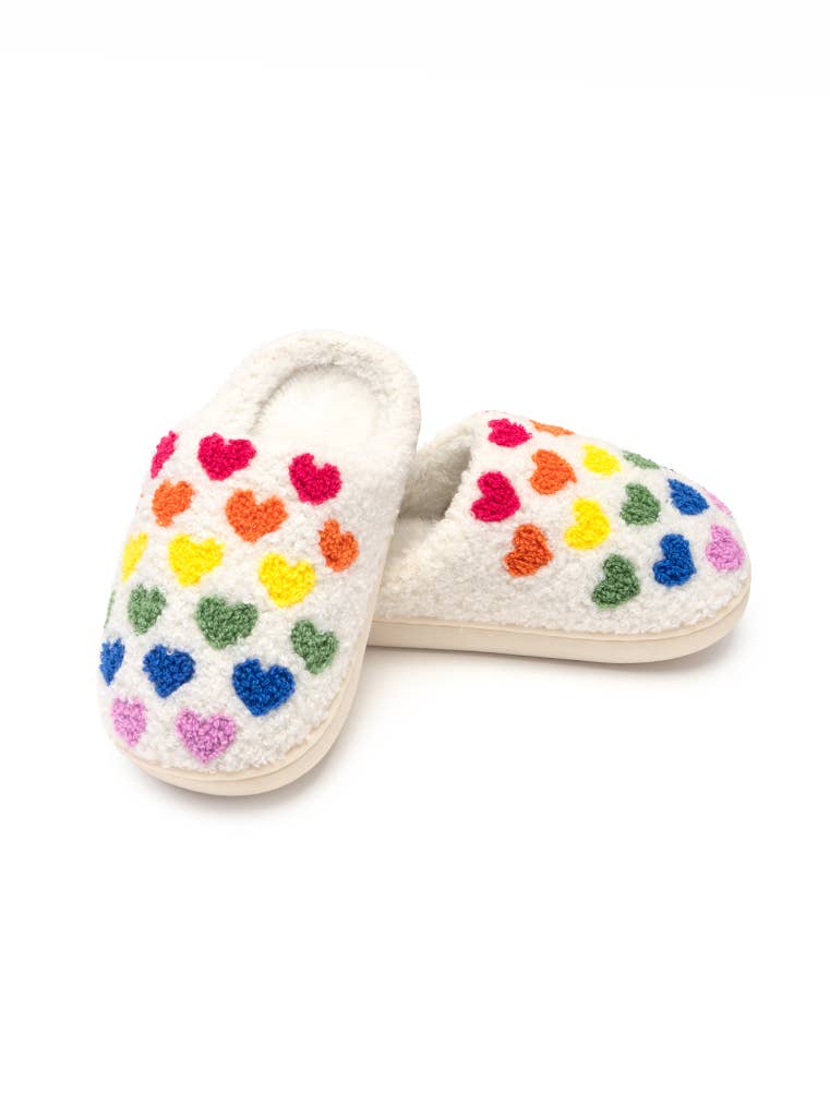 INDOOR / OUTDOOR SLIPPERS || RAINBOW HEARTS