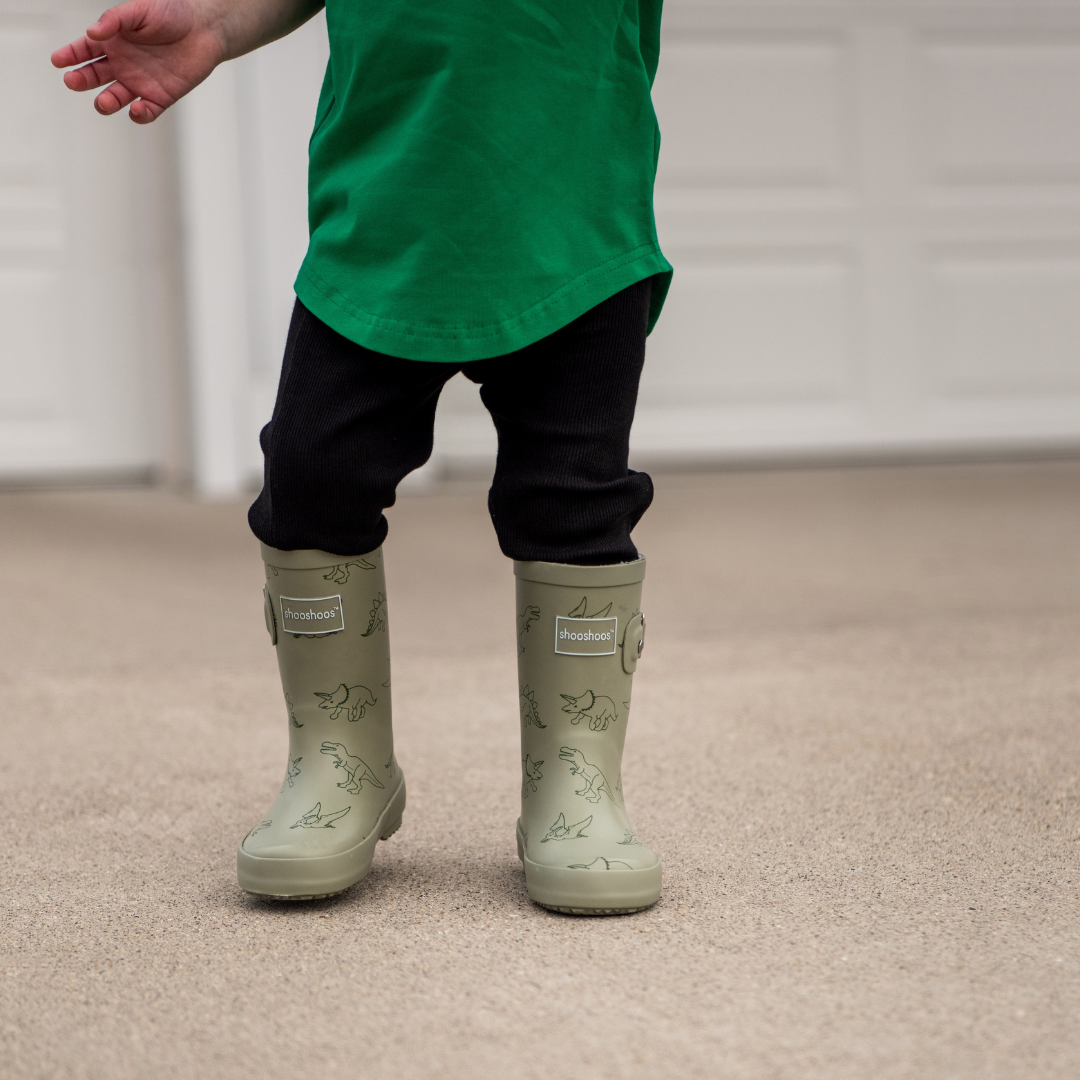 DINO ROAR RAIN BOOT || SAGE GREEN