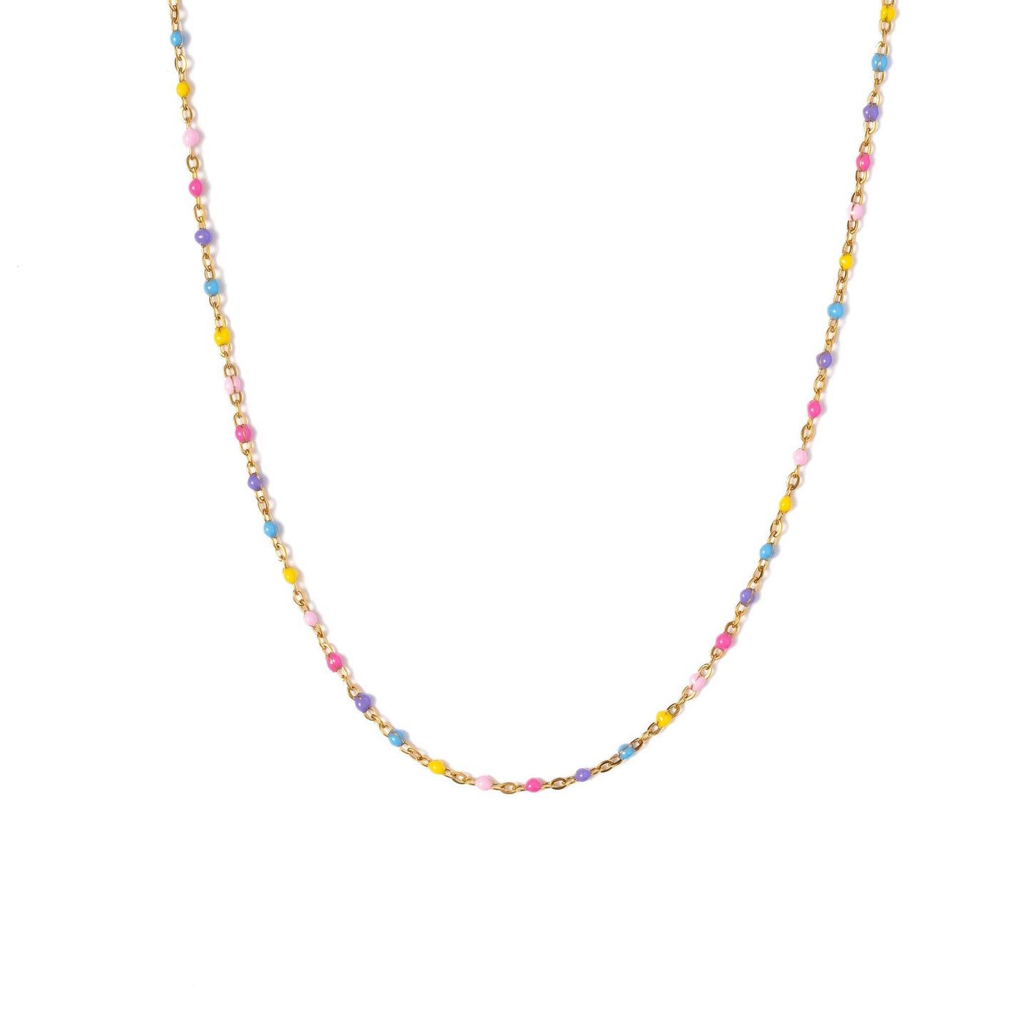 ENAMEL BEAD NECKLACE || PINK