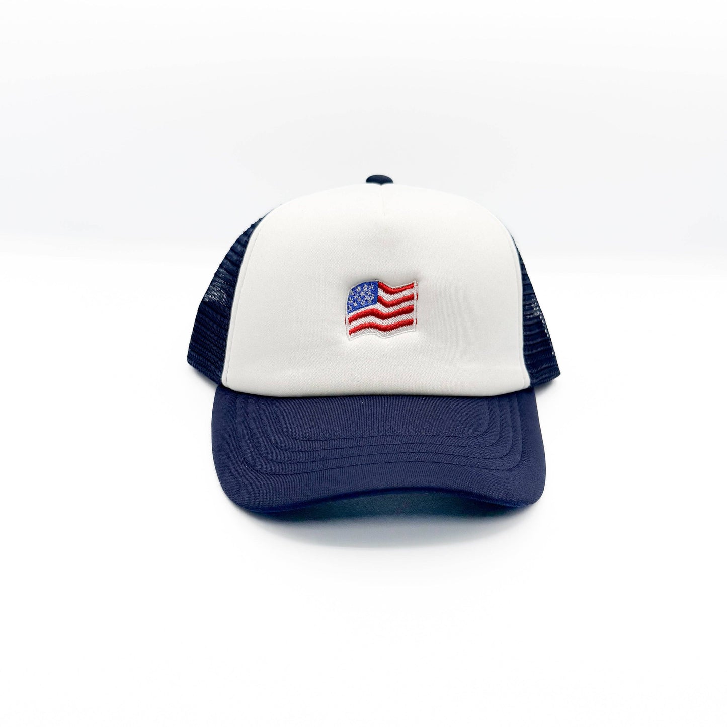 WAVING FLAG TRUCKER HAT || NAVY/WHITE