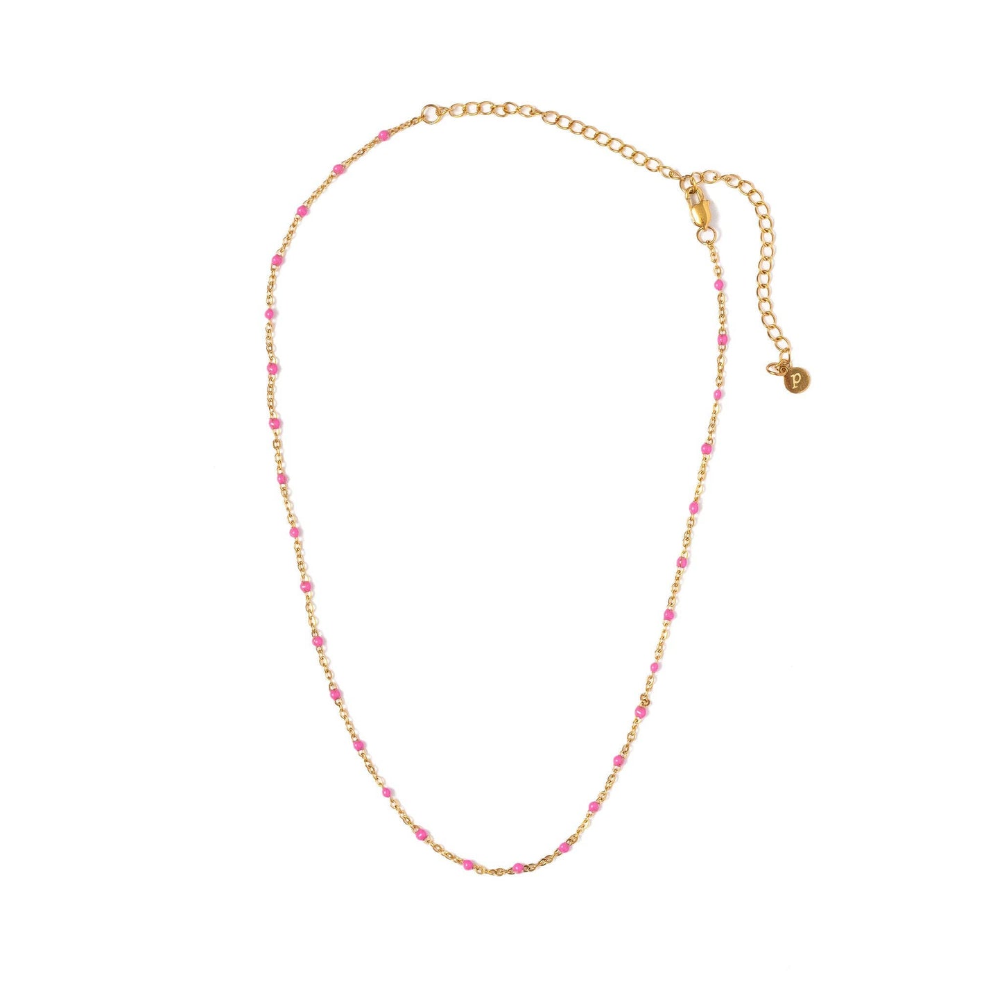 ENAMEL BEAD NECKLACE || PINK