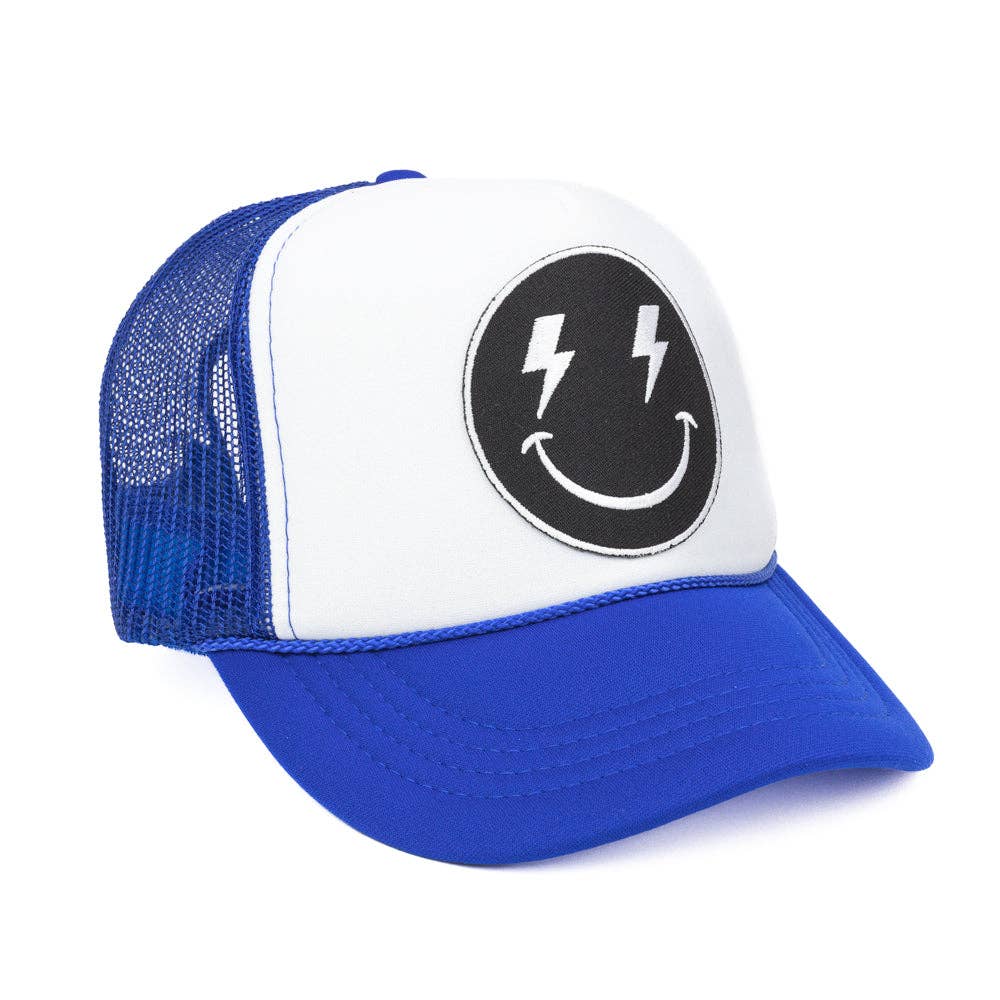 BOLT SMILEY FACE KIDS HAT || BLUE