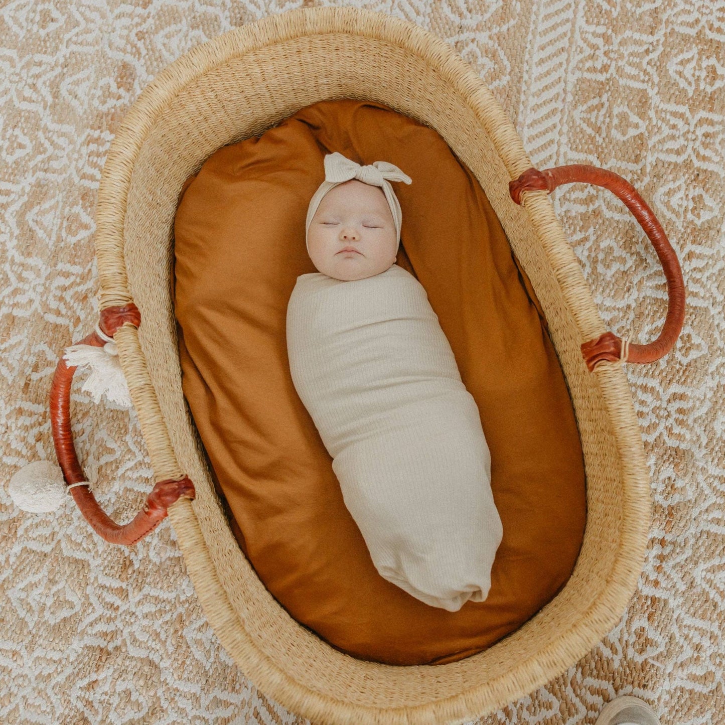 RIB KNIT SWADDLE BLANKET || MOONSTONE