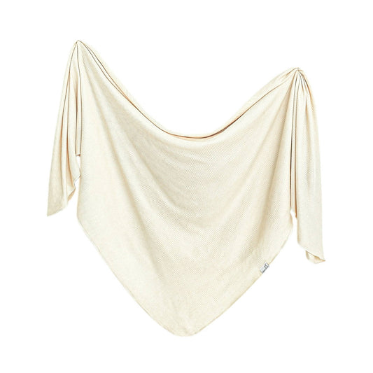 RIB KNIT SWADDLE BLANKET || MOONSTONE