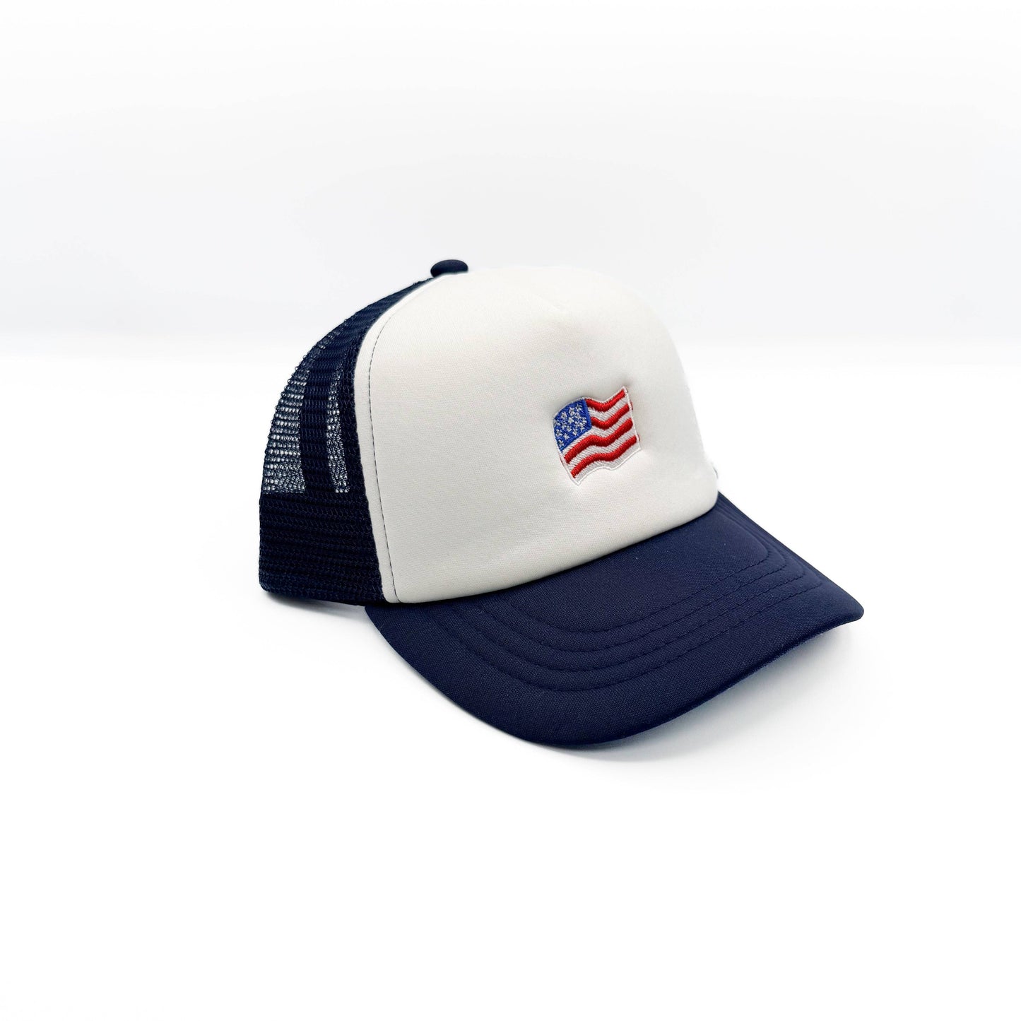 WAVING FLAG TRUCKER HAT || NAVY/WHITE