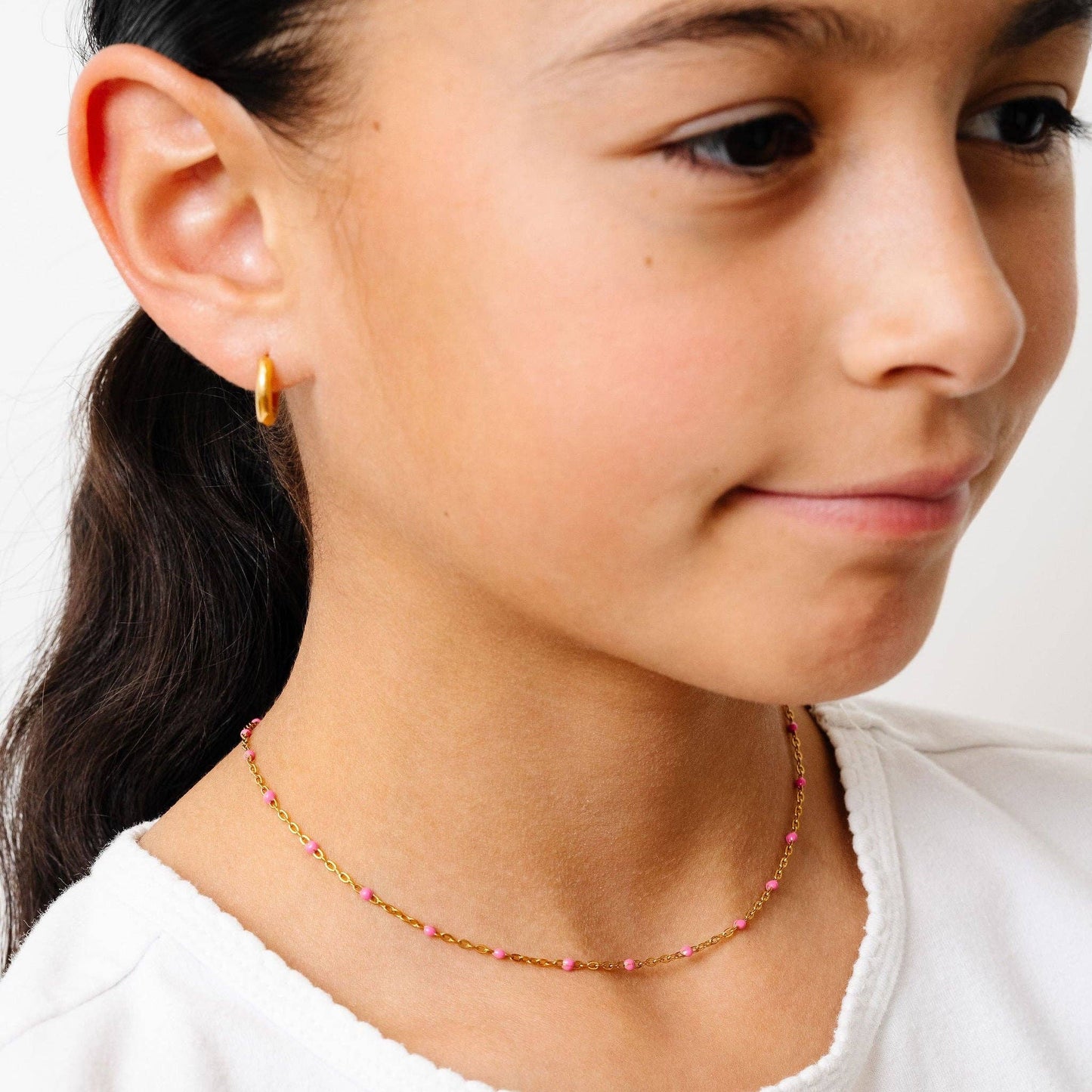 ENAMEL BEAD NECKLACE || PINK