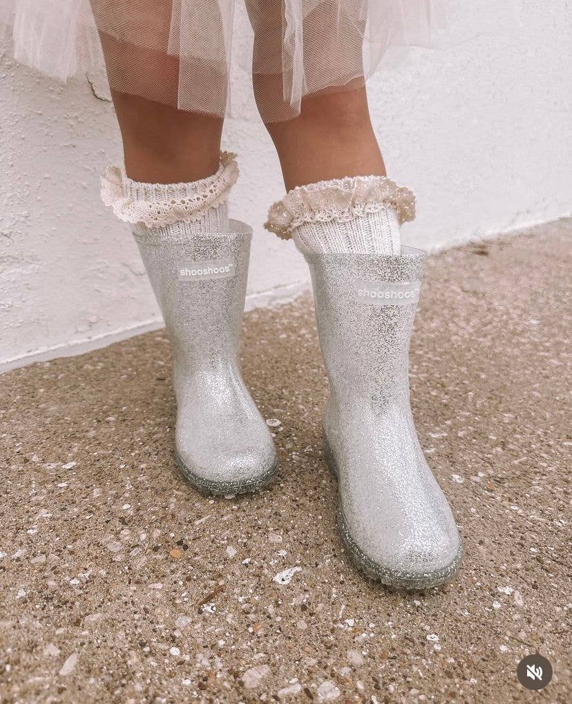 THE GLITZ RAIN BOOT || SILVER