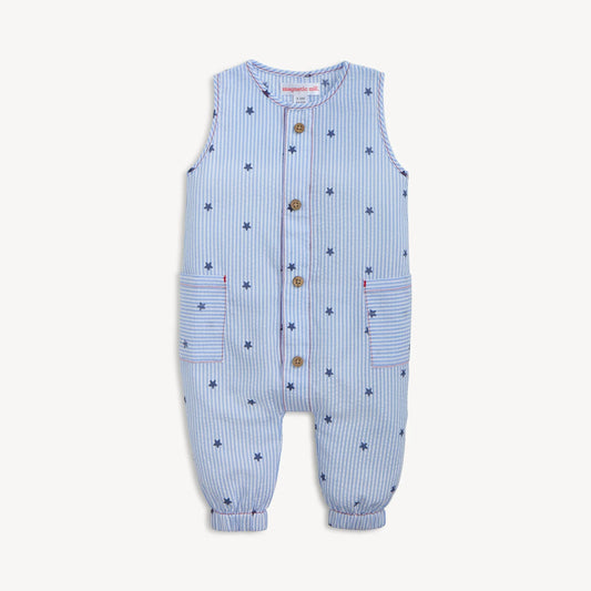 SEERSUCKER STRIPE MAGNETIC ROMPER