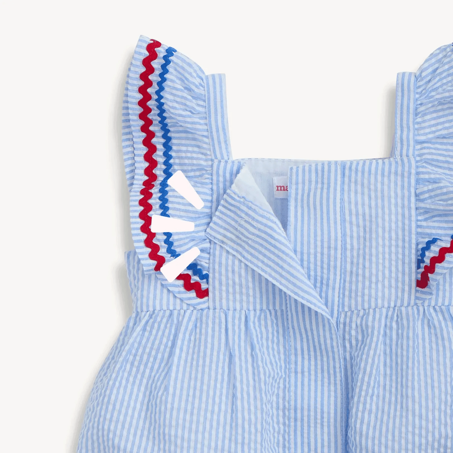 SEERSUCKER STRIPE FLUTTER MAGNETIC ROMPER