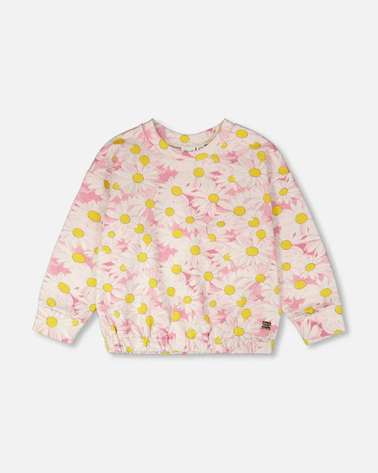 PRINTED DAISIES FRENCH TERRY SWEATSHIRT