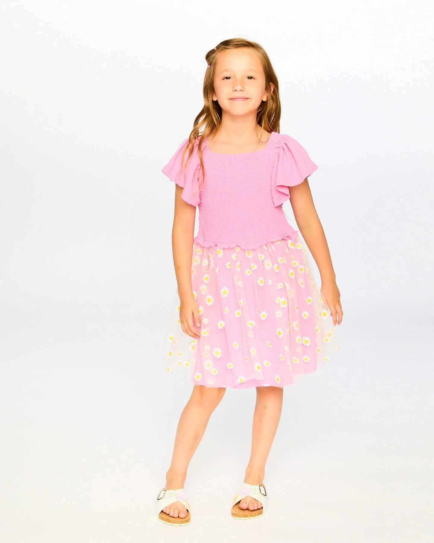MESH & CRINKLE JERSEY DRESS || PINK