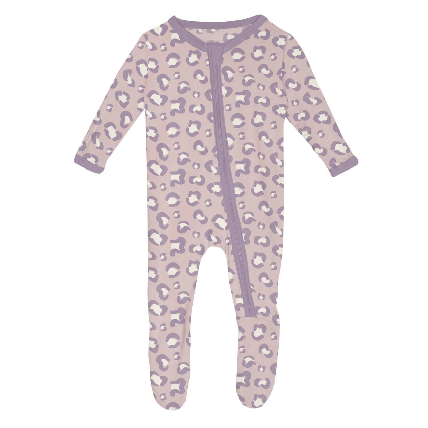 PRINT FOOTIE W/ 2 WAY ZIPPER || ROSE CHEETAH