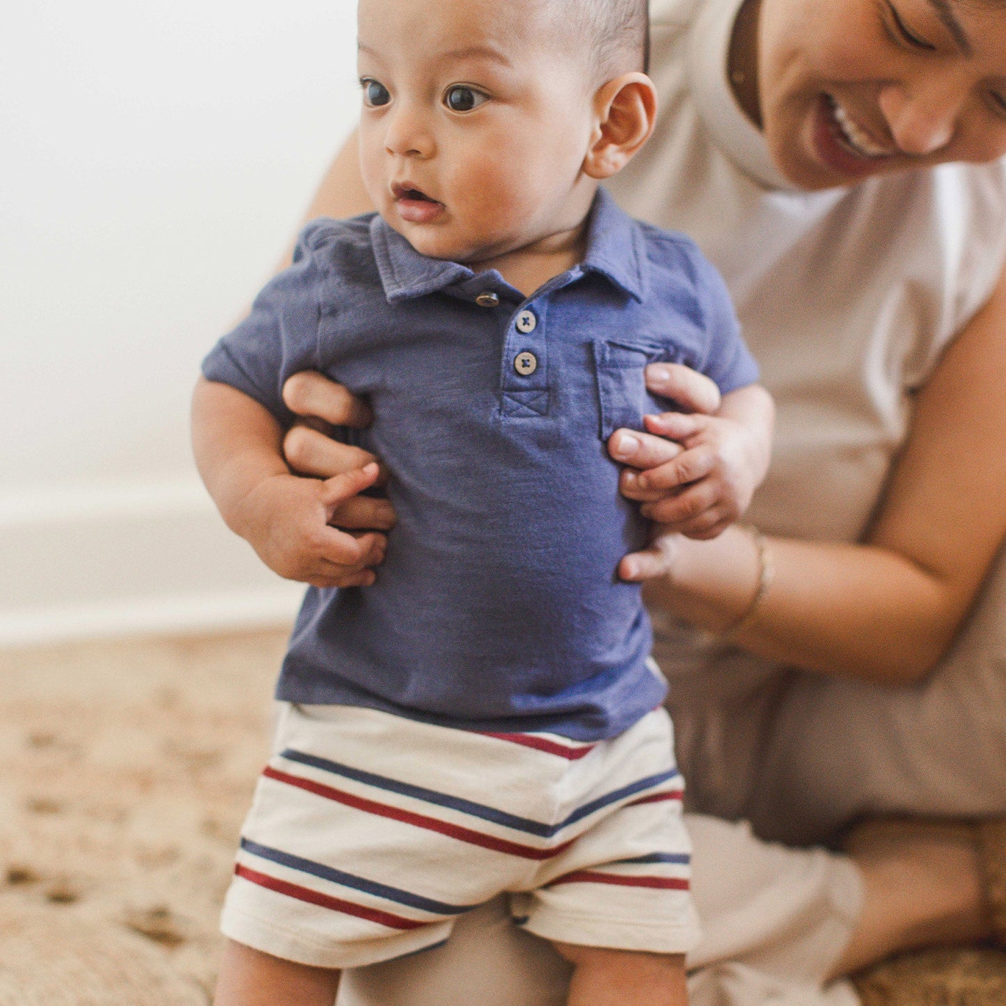 USA STRIPE POLO SHIRT SET