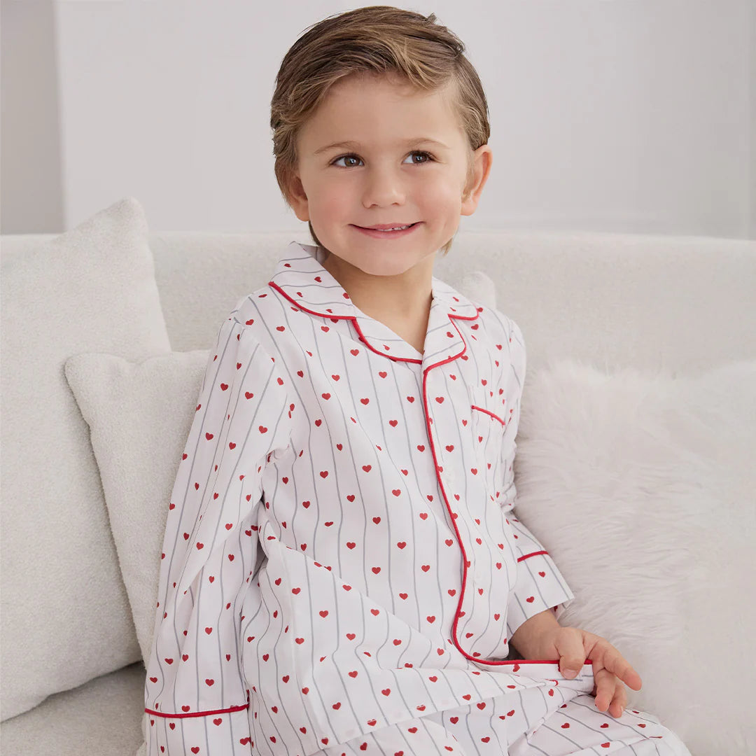 HEART STRIPE ON POPLIN PJ SET