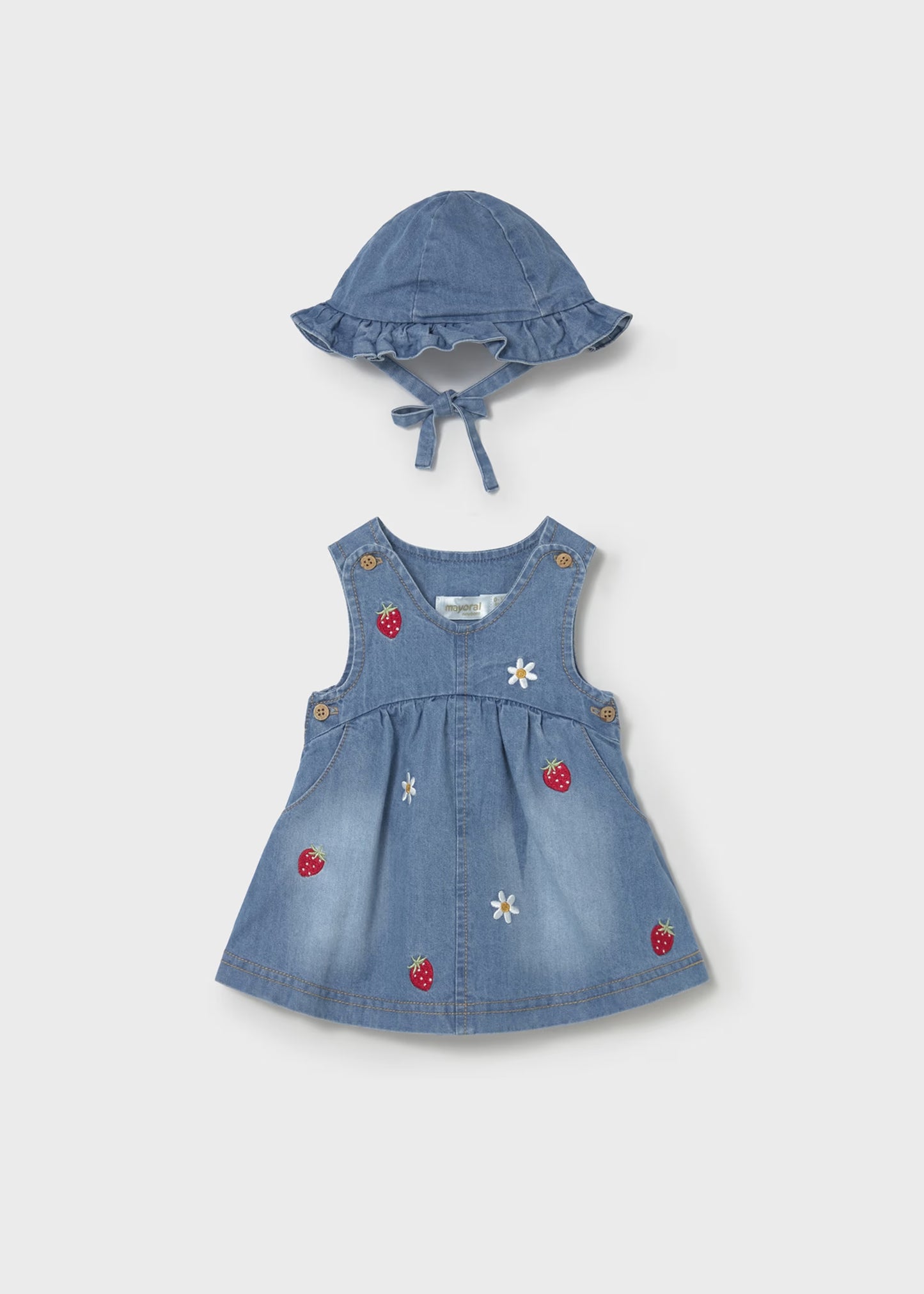 DENIM DRESS W/ HAT || STRAWBERRIES & FLOWERS