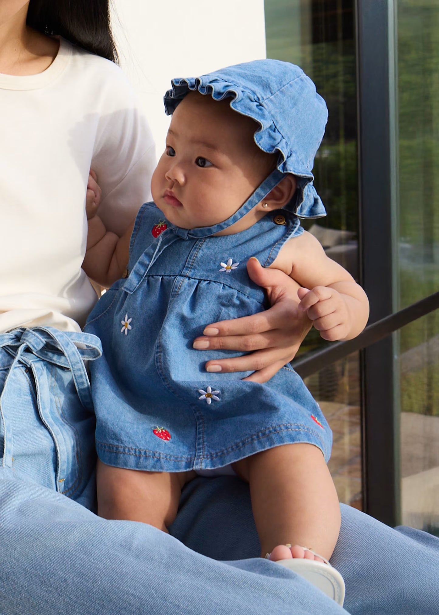 DENIM DRESS W/ HAT || STRAWBERRIES & FLOWERS
