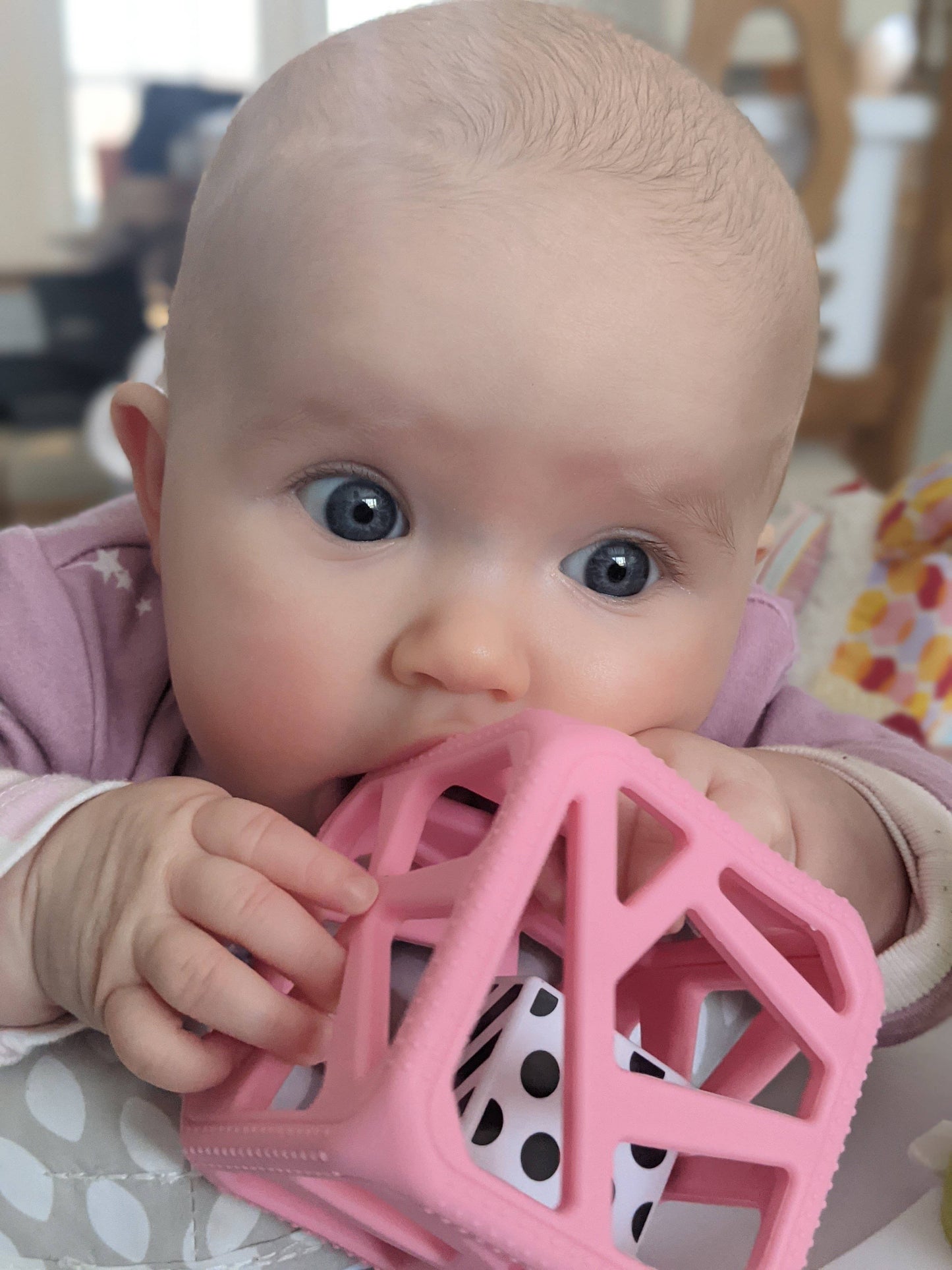 CHEW CUBE || SILICONE TEETHER RATTLE || BLUE