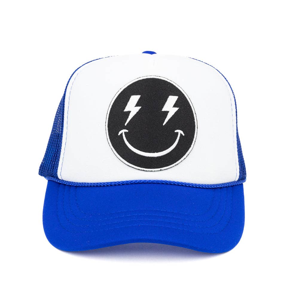 BOLT SMILEY FACE KIDS HAT || BLUE