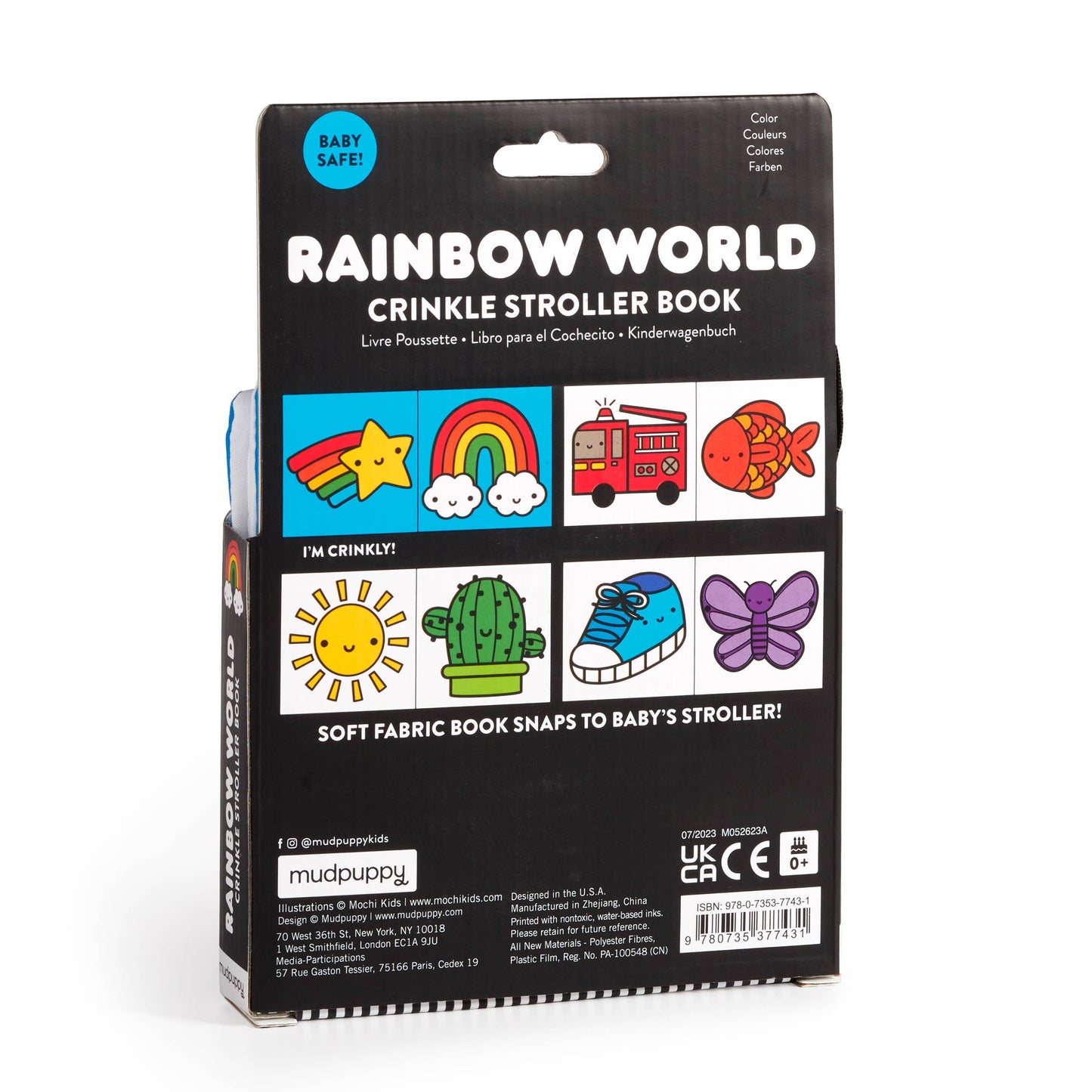RAINBOW WORLD CRINKLE FABRIC STROLLER BOOK