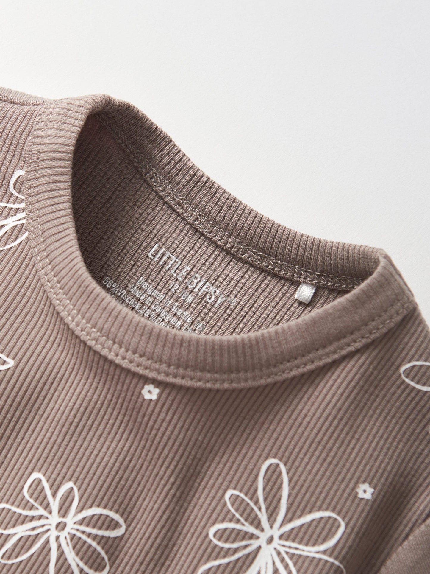 FLORAL RIBBED LETTUCE TRIM TEE