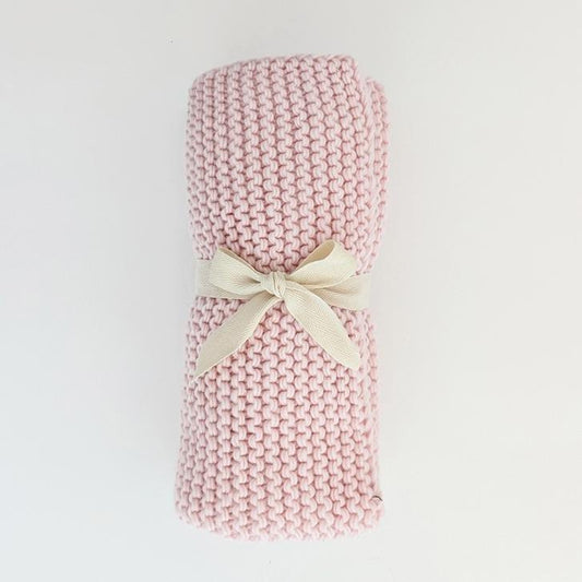 GARTER STITCH KNIT BLANKET || BLUSH