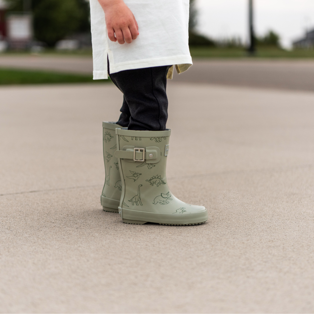 DINO ROAR RAIN BOOT || SAGE GREEN