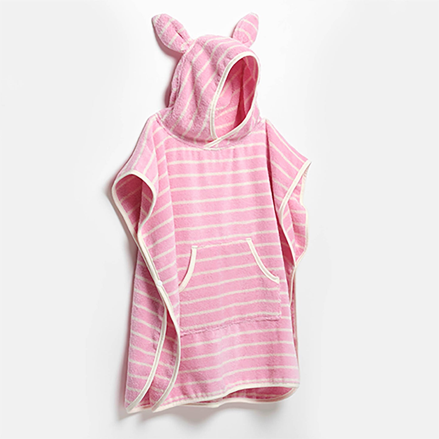 CHARACTER HOODED TOWEL || PINK STRIPE