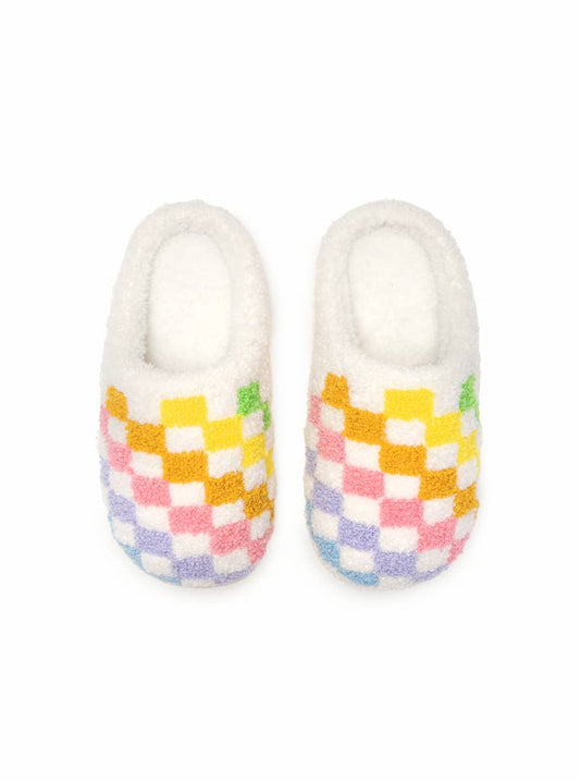 INDOOR / OUTDOOR SLIPPERS || RAINBOW CHECKERED