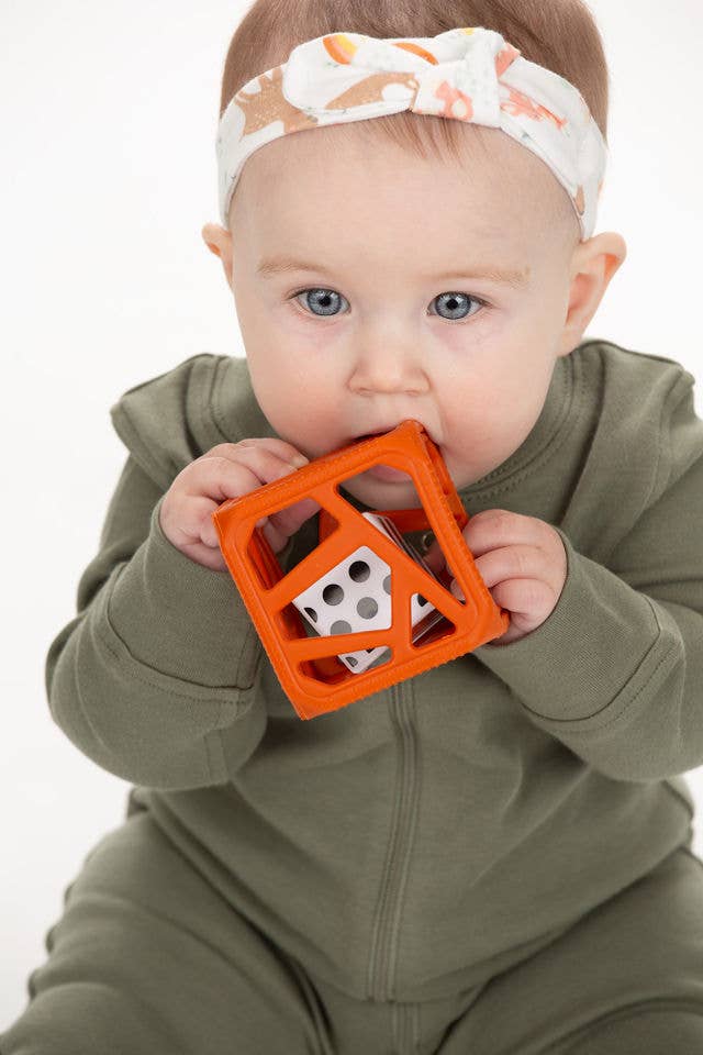 CHEW CUBE || SILICONE TEETHER RATTLE || PINK